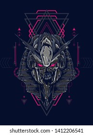 Robot Anubis with sacred geometry pattern
