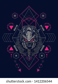 Robot Anubis with sacred geometry pattern