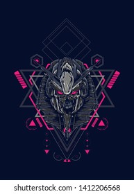 Robot Anubis with sacred geometry pattern
