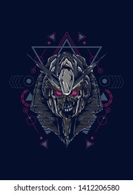 Robot Anubis with sacred geometry pattern