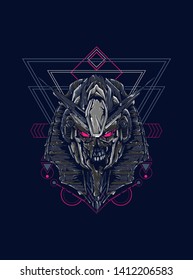 Robot Anubis with sacred geometry pattern