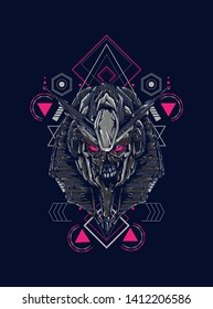 Robot Anubis with sacred geometry pattern