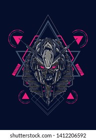 Robot Anubis with sacred geometry pattern