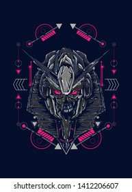 Robot Anubis with sacred geometry pattern
