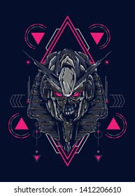 Robot Anubis with sacred geometry pattern