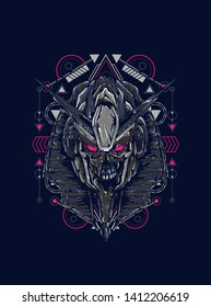 Robot Anubis with sacred geometry pattern
