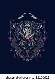 Robot Anubis with sacred geometry pattern