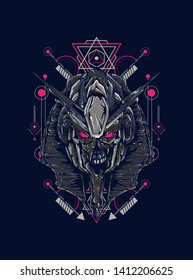 Robot Anubis with sacred geometry pattern