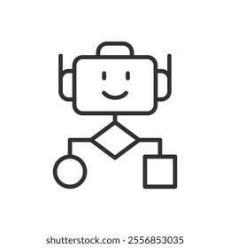 Robot architectures, icon in line design. Robot, architecture, design, AI, structure, innovation, engineering on white background vector. Robot architectures, editable stroke icon