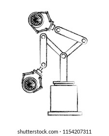robot arm for automotive engineering with car wheel