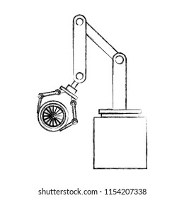 robot arm for automotive engineering with car wheel