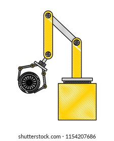 robot arm for automotive engineering with car wheel