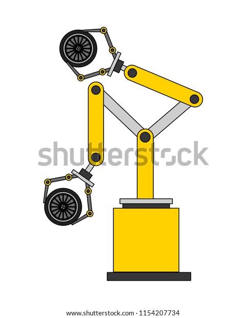 robot arm\
for automotive engineering with car\
wheel