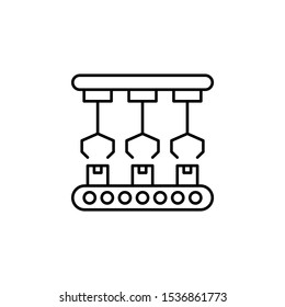 Robot arm box conveyor icon. Simple line, outline vector of artificial Intelligence icons for ui and ux, website or mobile application