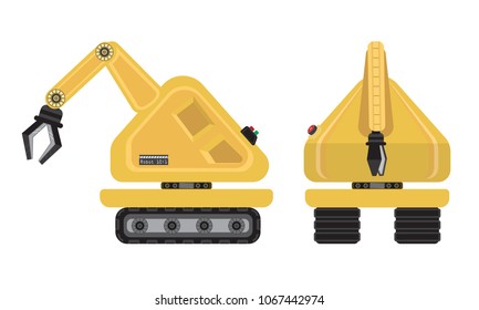 Robot arm claw manufacture technology and factory flat decorative icons set isolated. logistics concept. vector illustration.