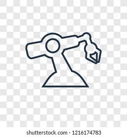 Robot arm concept vector linear icon isolated on transparent background, Robot arm concept transparency concept in outline style