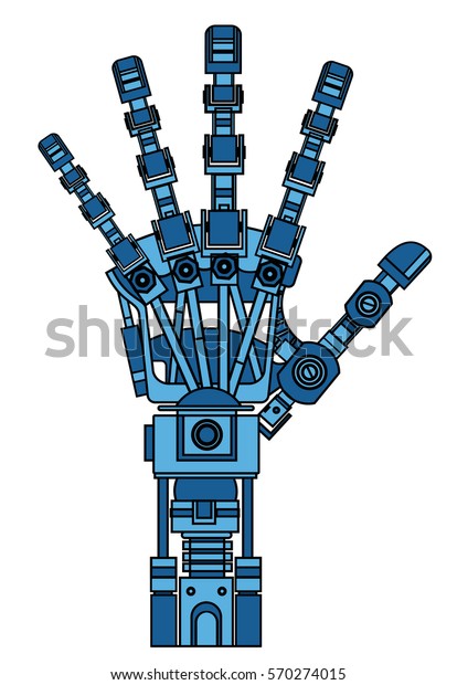 ロボットアームの描画モデル ロボット工学のアイデア 人工知能 生体補綴 科学 工学開発 ハイテク技術のイラストとして利用できる 白い背景に切り取り のベクター画像素材 ロイヤリティフリー