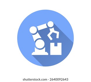 Robot arm flat icon. Simple illustration with long shadow for graphic and web design.