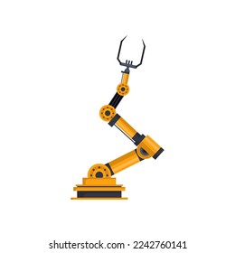 Robot arm or hand for automation industry on white background. Robotic equipment for factory vector illustration. Technology, machinery, engineering concept