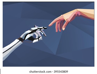 Robot Arm And Hand Human , Touch