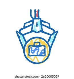 robot arm hold case doodle icon sketch vector. robot arm hold case sign. isolated symbol illustration