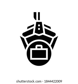robot arm hold case glyph icon vector. robot arm hold case sign. isolated contour symbol black illustration