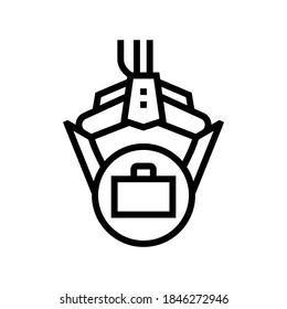 robot arm hold case line icon vector. robot arm hold case sign. isolated contour symbol black illustration