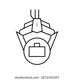 robot arm hold case line icon vector. robot arm hold case sign. isolated contour symbol black illustration