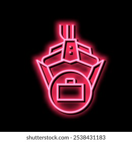 robot arm hold case neon light sign vector. robot arm hold case sign. isolated symbol illustration