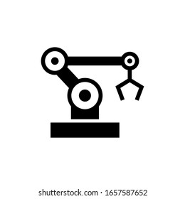 Robot Arm Icon In Black Solid Flat Design Icon Isolated On White Background