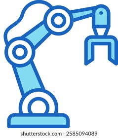 Robot Arm Icon Blue Vector Illustration