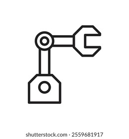 Robot arm icon Flat art in black and white isolated