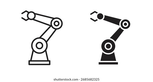 Robot arm icon flat black and white logo