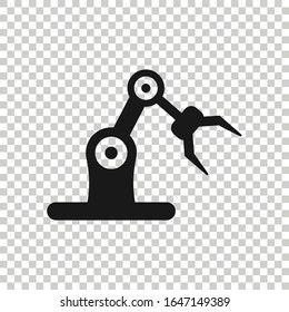 Robot arm icon in flat style. Mechanic manipulator vector illustration on white isolated background. Machine business concept.