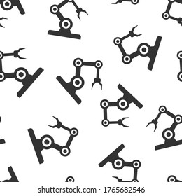 Robot arm icon in flat style. Mechanic manipulator vector illustration on white isolated background. Machine seamless pattern business concept.