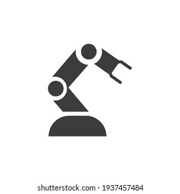 Icono del brazo robot aislado en gráfico de vectores blanco y negro