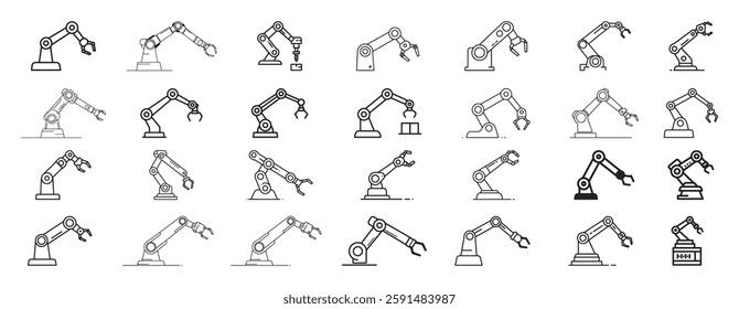 A robot arm icon isolated on a white background. Easy to use in websites and applications. Vector illustration.
