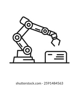 Robot arm icon isolated on a white background is designed as a vector drawing. It can be easily used on websites and applications.