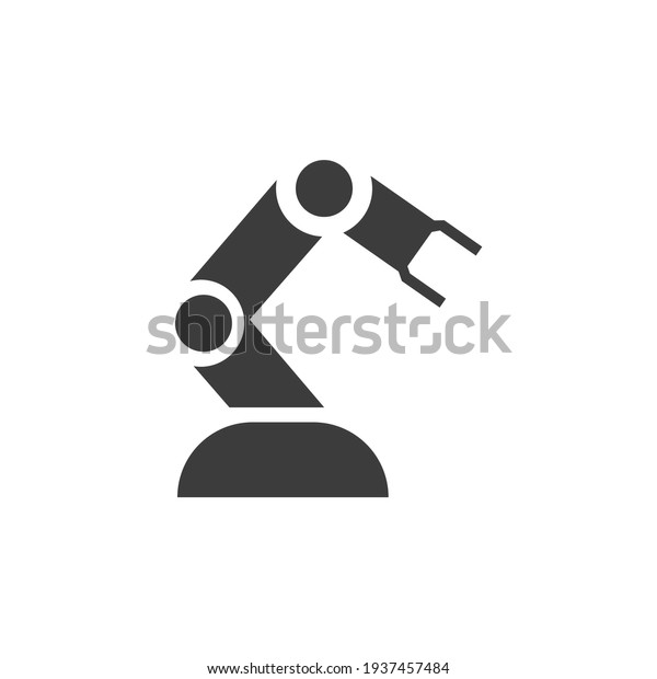 Robot\
Arm Icon Isolated on Black and White Vector\
Graphic