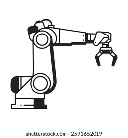 The robot arm icon is isolated in a white background. It can be used easily on websites and applications.