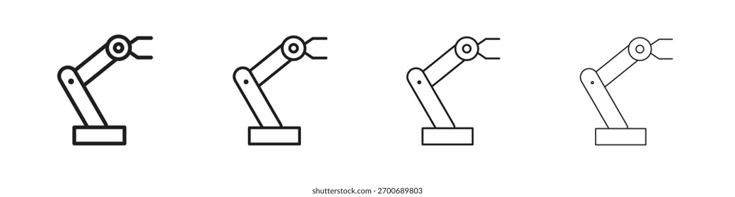 Diseño de línea de icono de brazo de robot. conjunto de iconos de Vector de línea delgada.