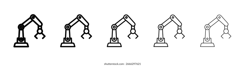 Logotipo de icono de brazo de robot en líneas de trazo colección