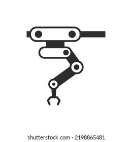 Robot arm icon. Monochrome black and white symbol