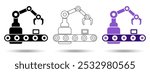 Robot arm icon. Robot arm icon on a white background, isolated. The icon has three uses in applications and websites. Vector illustration. Robot arm icon on a white background.