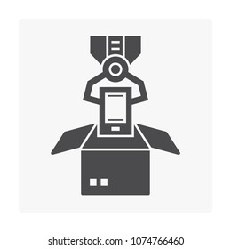 Robot arm icon on white.