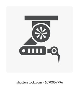Robot arm icon on white.