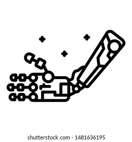 Robot arm icon. Outline robot arm vector icon for web design isolated on white background