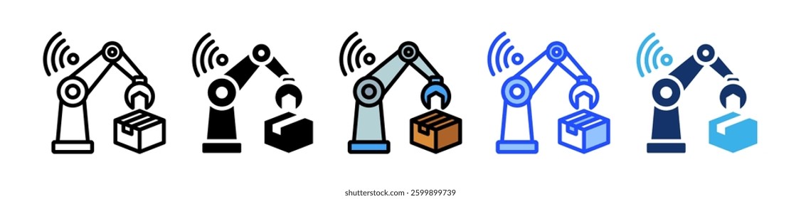Robot Arm Icon Set With Multiple Style Collection