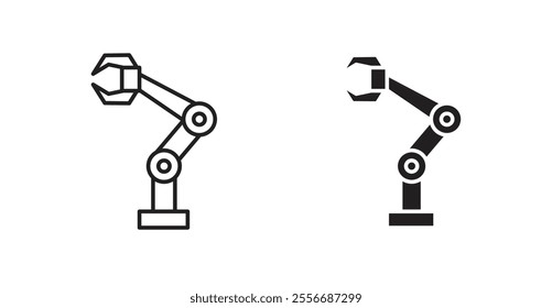 Robot arm icon set in Thin line black color.