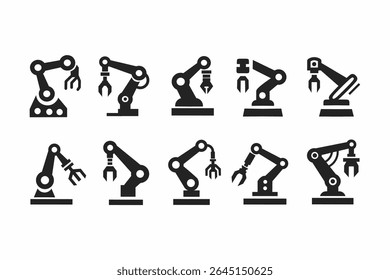 robot arm icon set,robot arm vector,robot technology icons 